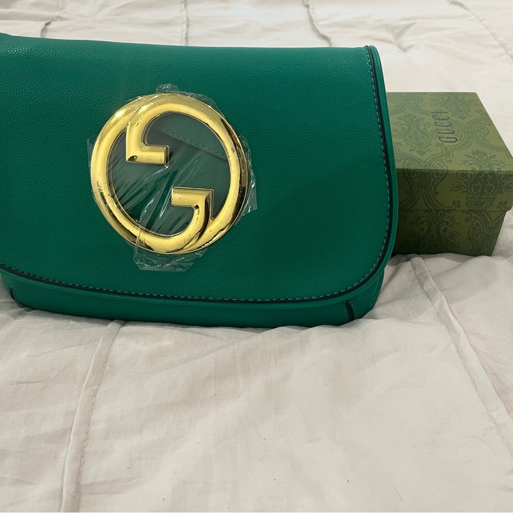 Gucci Crossbody Bag in Teal with Gold Accent